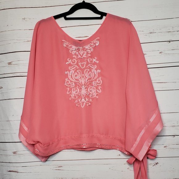Lane Bryant Tops - Lane Bryant Embellished Tie Waist Dolman Sleeve Top